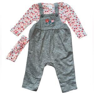 Starting Out Floral Long Sleeve Overall Matching Set Outfit